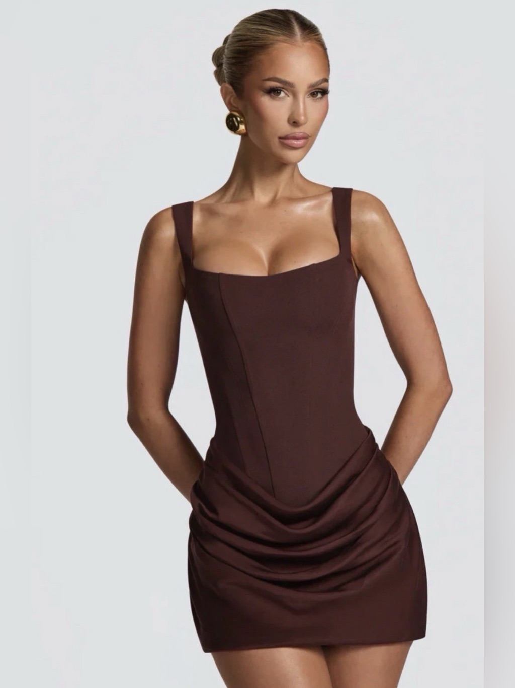 Babyboo Cornelia Mini Dress Plum Brown Size Large New